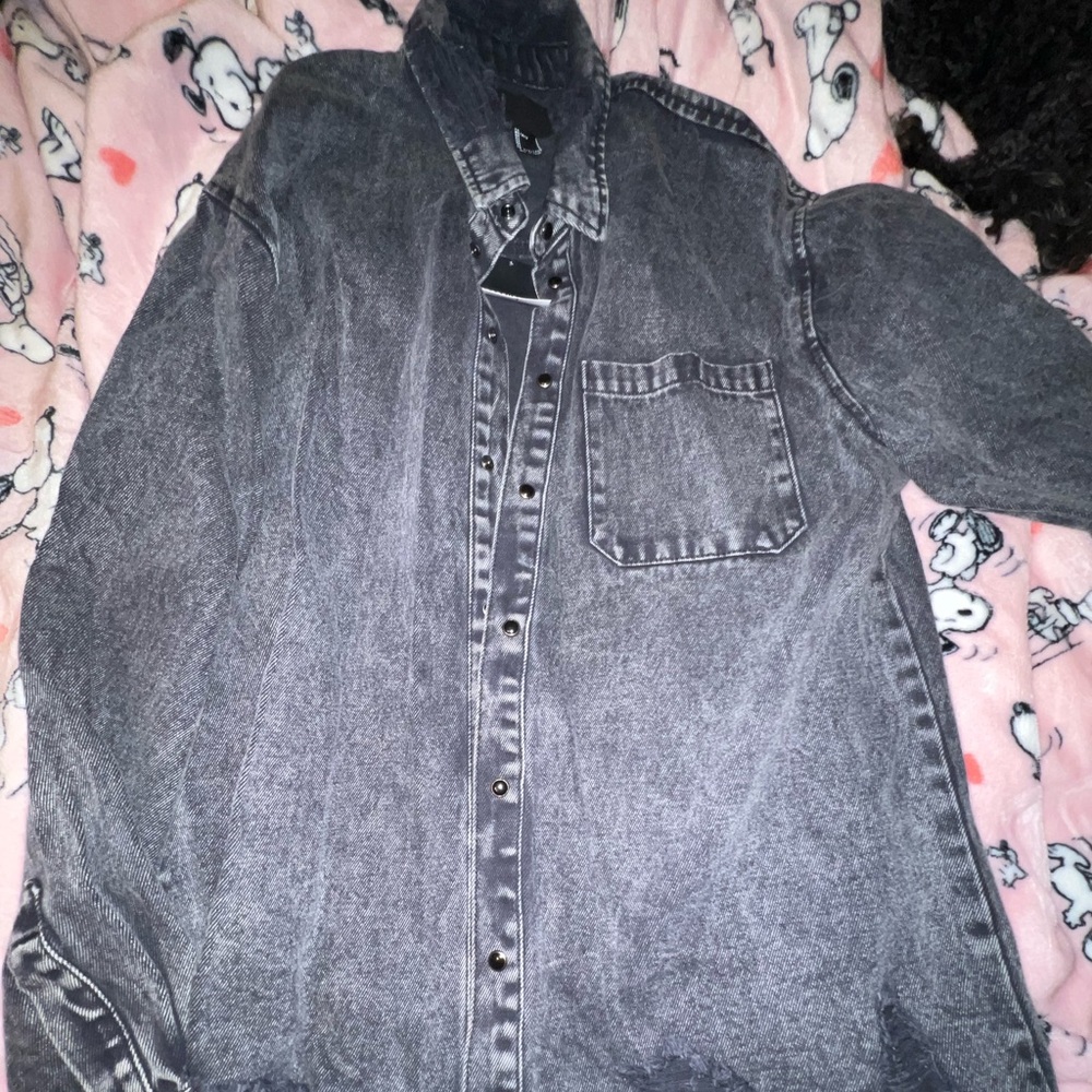 Distressed denim shirt